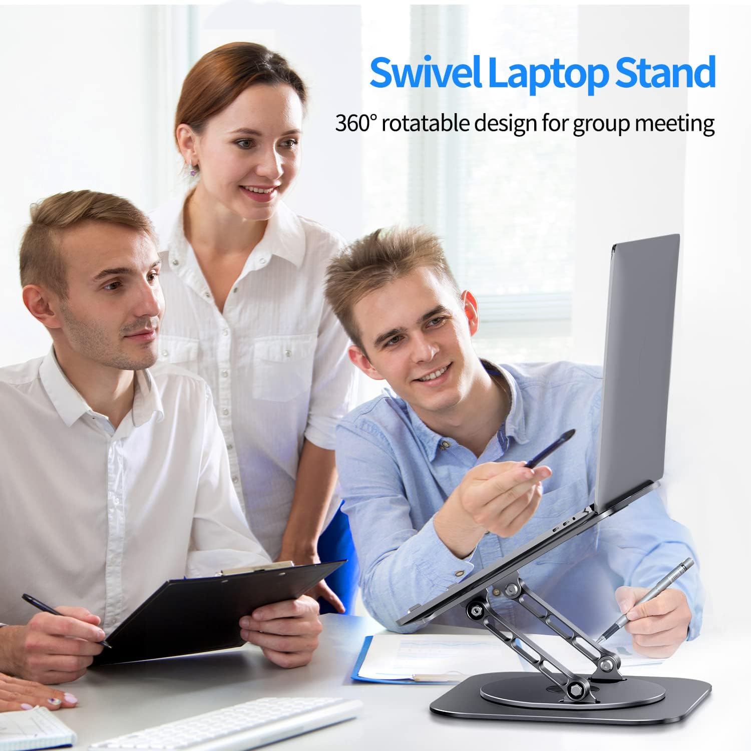AOEVI Adjustable Laptop Stand with 360 Rotating Base, Computer Stand for Laptop Ergonimic Foldable L - AHW Store