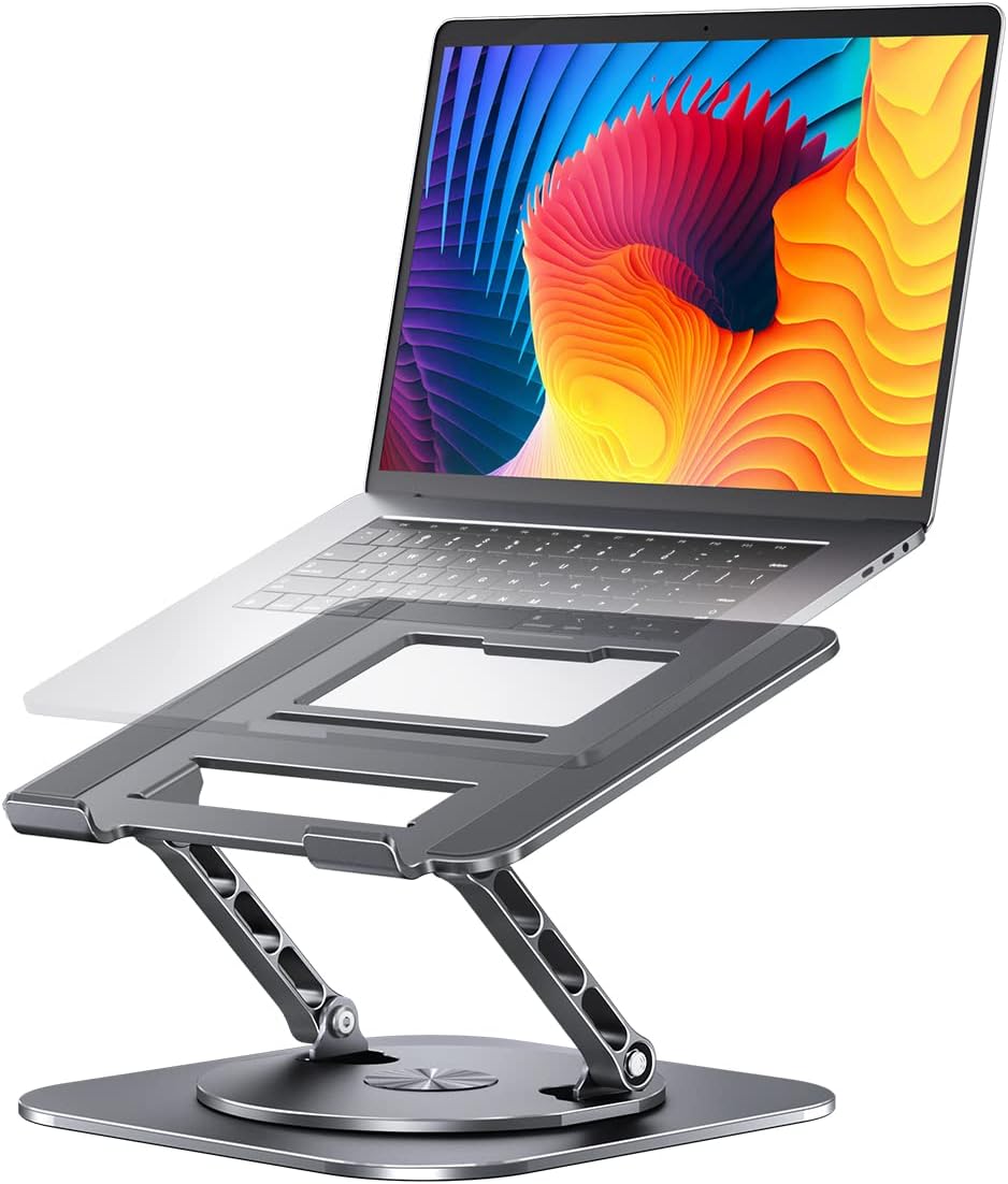 AOEVI Adjustable Laptop Stand with 360 Rotating Base, Computer Stand for Laptop Ergonimic Foldable L - AHW Store