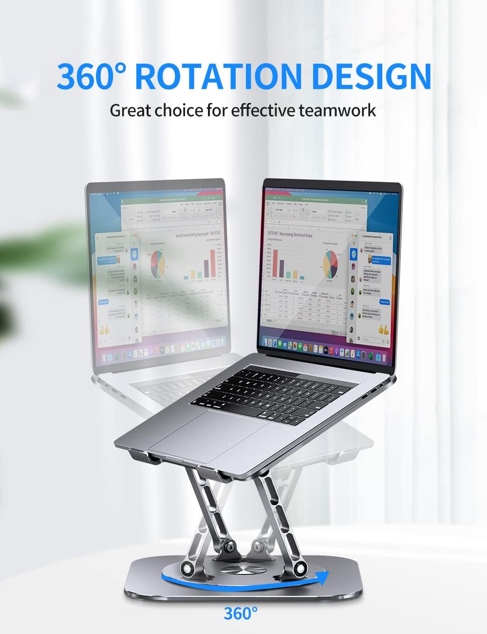AOEVI Adjustable Laptop Stand with 360 Rotating Base, Computer Stand for Laptop Ergonimic Foldable L - AHW Store
