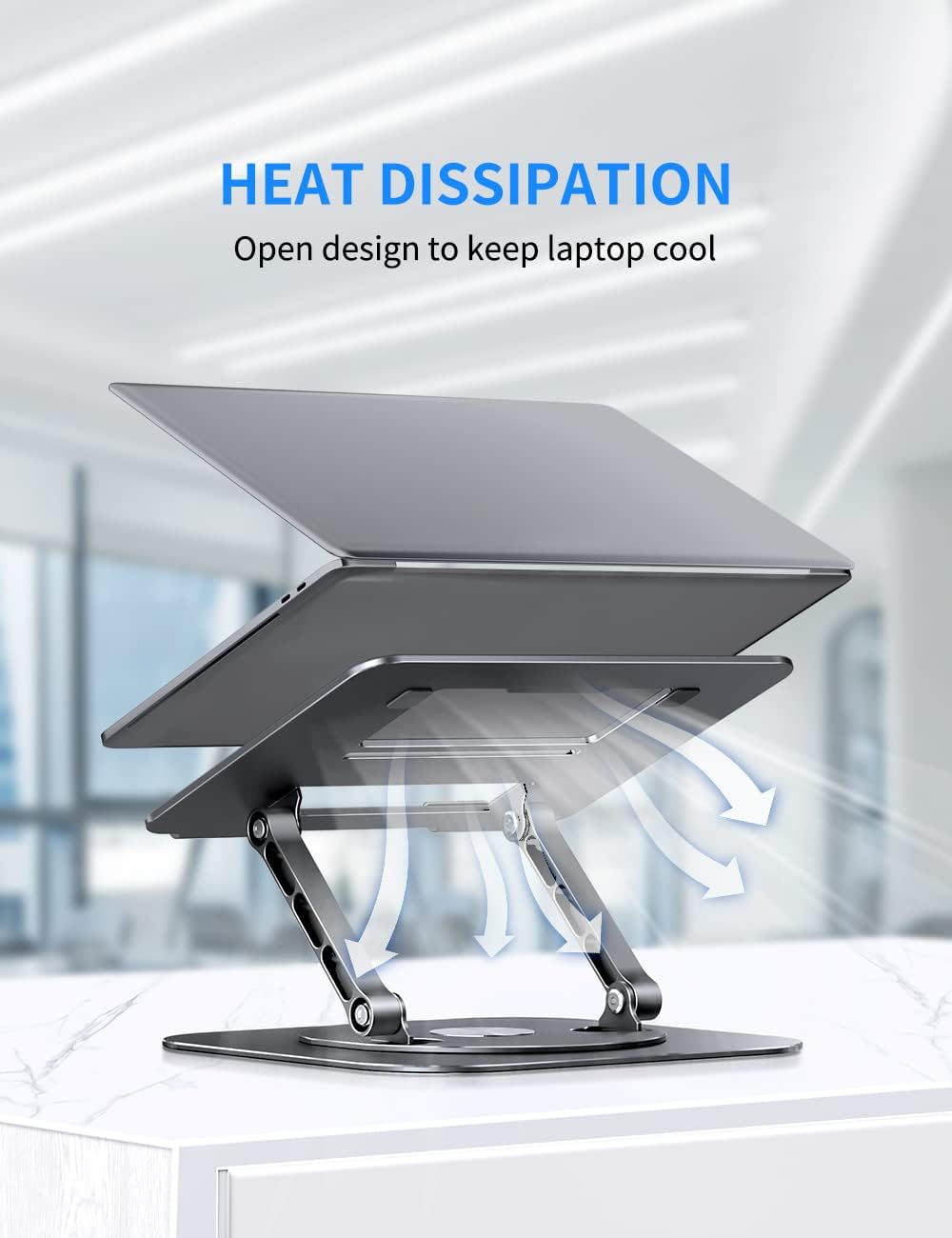 AOEVI Adjustable Laptop Stand with 360 Rotating Base, Computer Stand for Laptop Ergonimic Foldable L - AHW Store