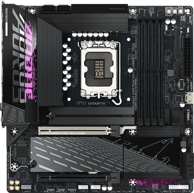 AORUS B860M AORUS ELITE WIFI6E DDR5 LGA 1851 Motherboard Black - AHW Store