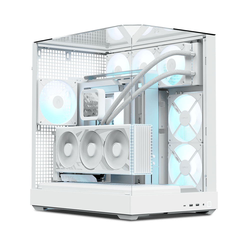 APNX V2 ARGB Mid Tower Case 4 Fan ARGB White - AHW Store