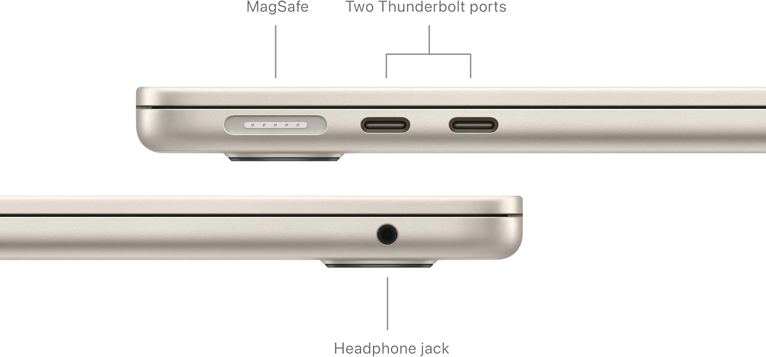 Apple MacBook Air M3 Chip 8 - Core CPU and 10 - Core GPU 8GB Ram 512GB SSD 13" Inch - MacOs - Starlight - AHW Store