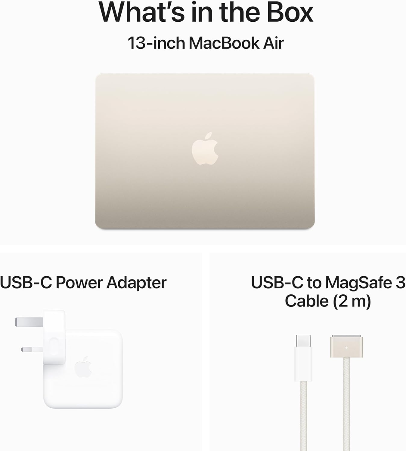 Apple MacBook Air M3 Chip 8 - Core CPU and 10 - Core GPU 8GB Ram 512GB SSD 13" Inch - MacOs - Starlight - AHW Store