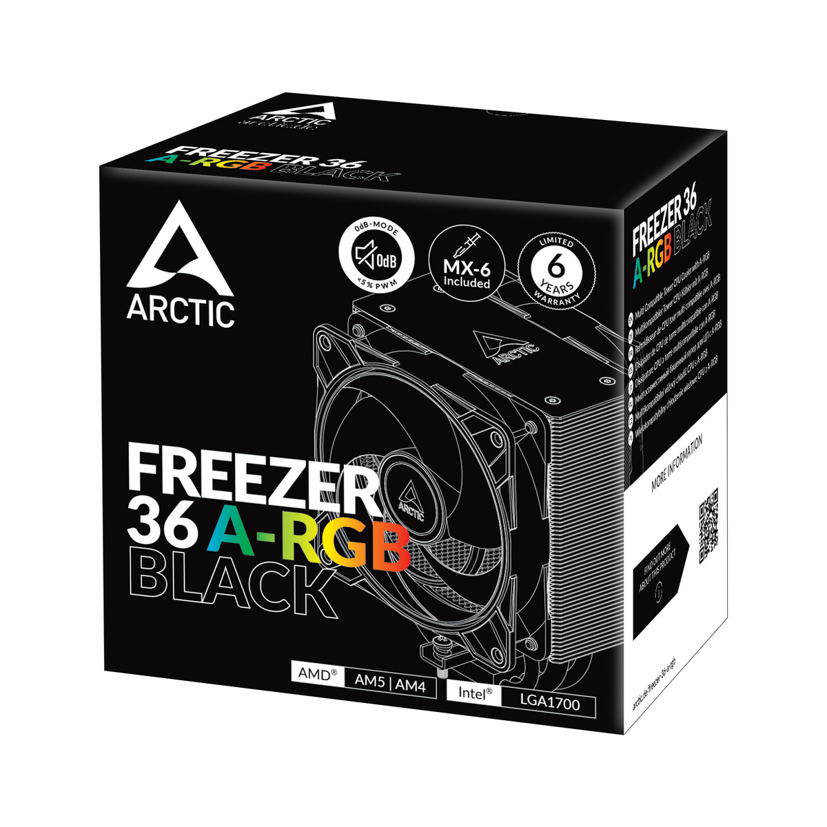 ARCTIC Freezer 36 A-RGB CPU Air Cooler Dual 120mm Fans Black