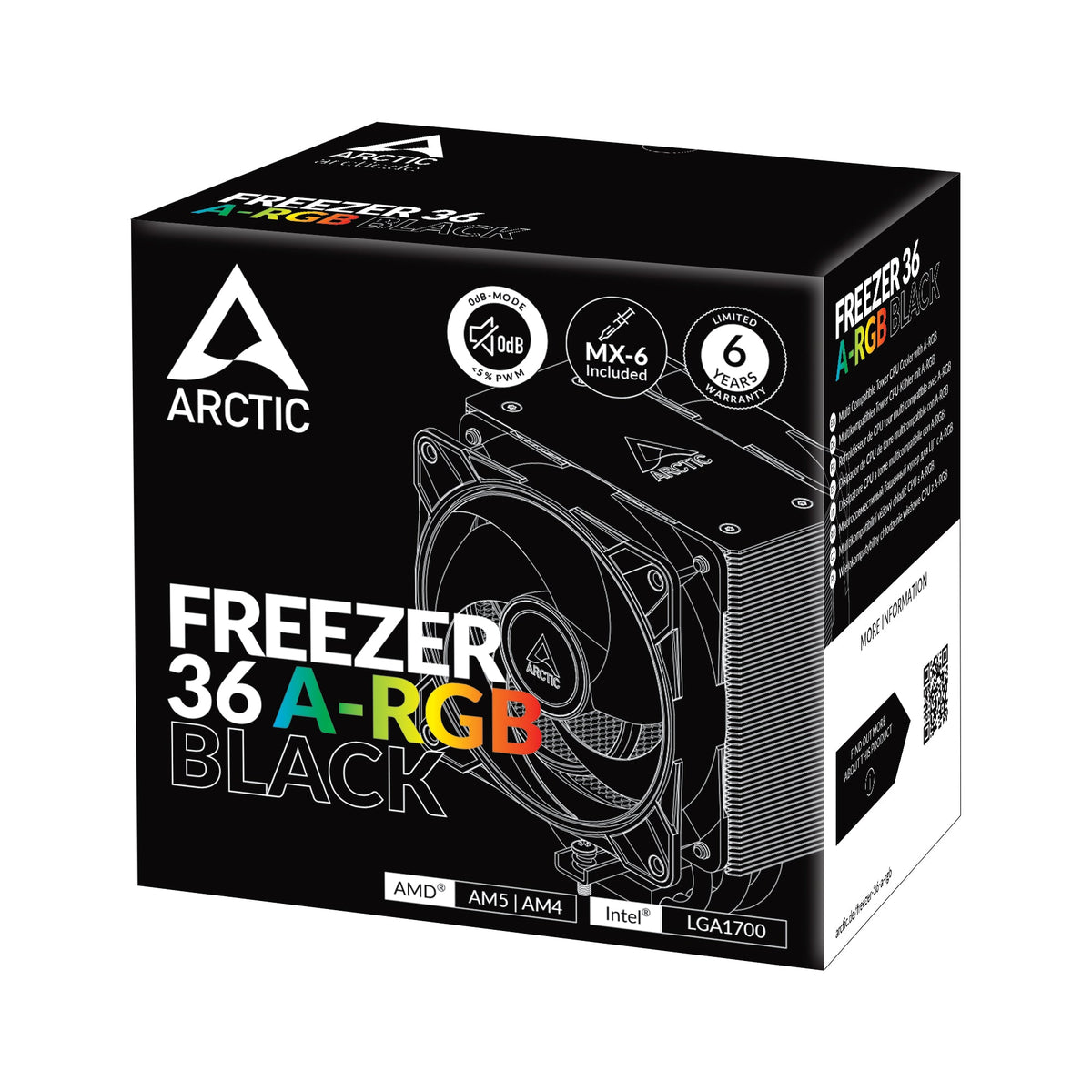 ARCTIC Freezer 36 A-RGB CPU Air Cooler Dual 120mm Fans Black - AHW Store