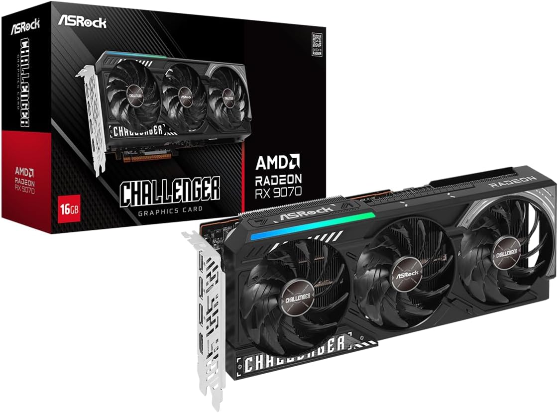 ASRock AMD Radeon RX 9070 Challenger 16GB Graphics Card - 16GB GDDR6, 256 - bit, 1x HDMI, 3x DisplayPo - AHW Store