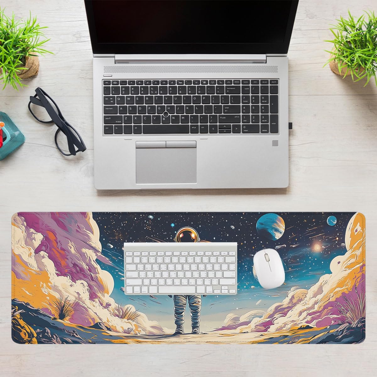 Astronaut Space Fantasy Large Gaming Mouse Pad 80x30cm Stitched Edge - AHW Store