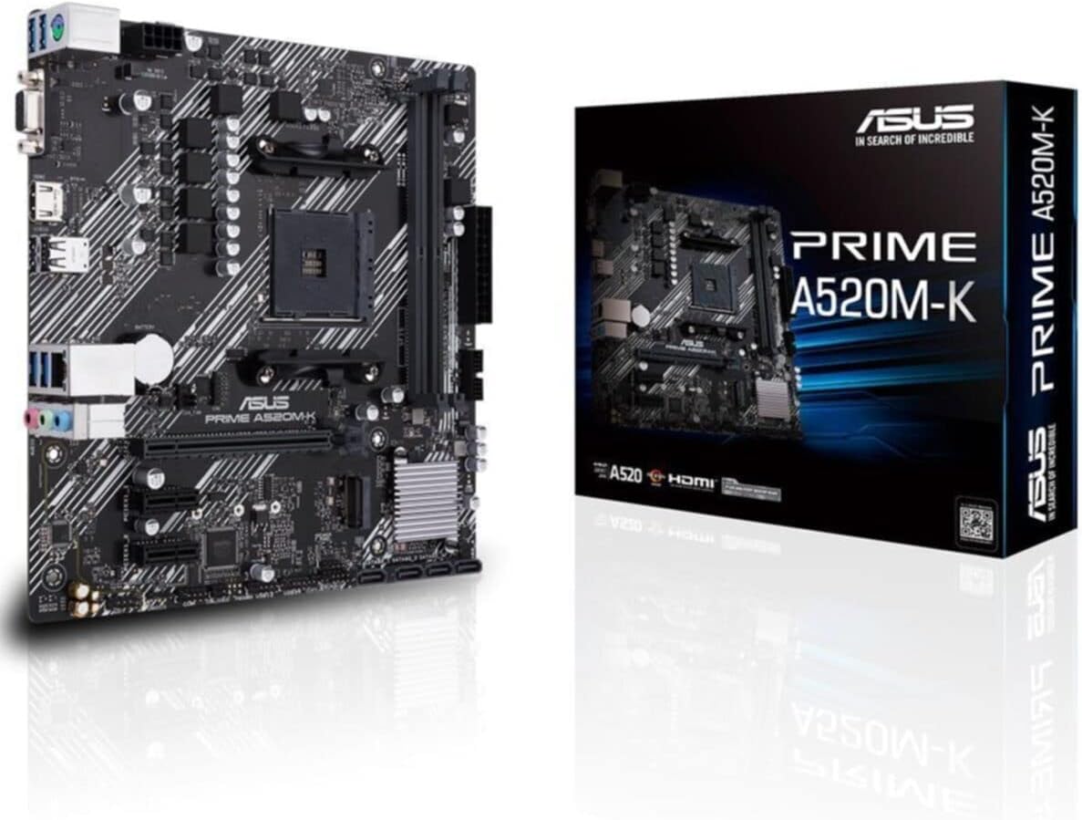 Asus A520M - K Prime DDR4 AM4 M - ATX Motherboard Black - AHW Store