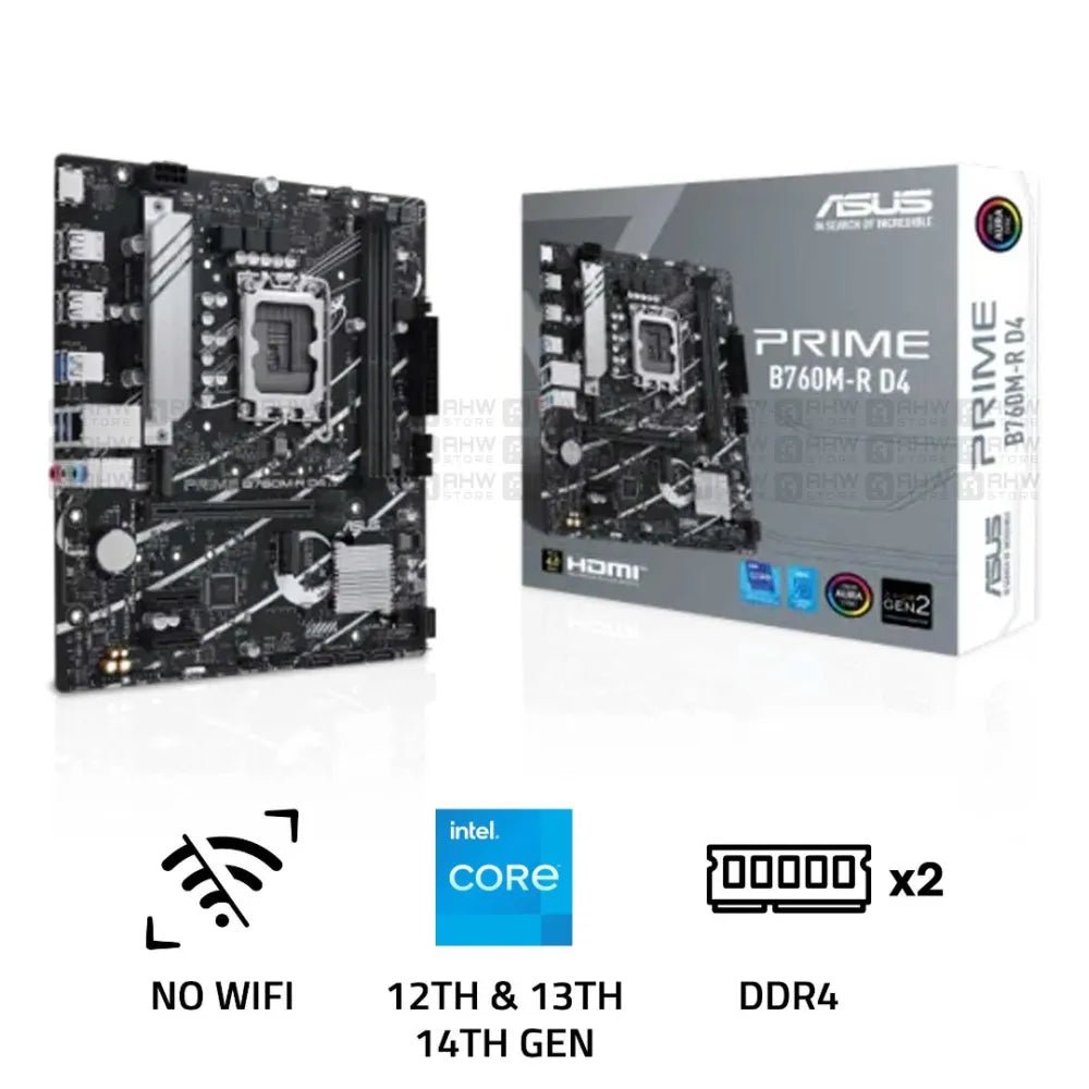 Asus Prime B760M - R D4 DDR4 LGA1700 M - ATX Motherboard Black - AHW Store