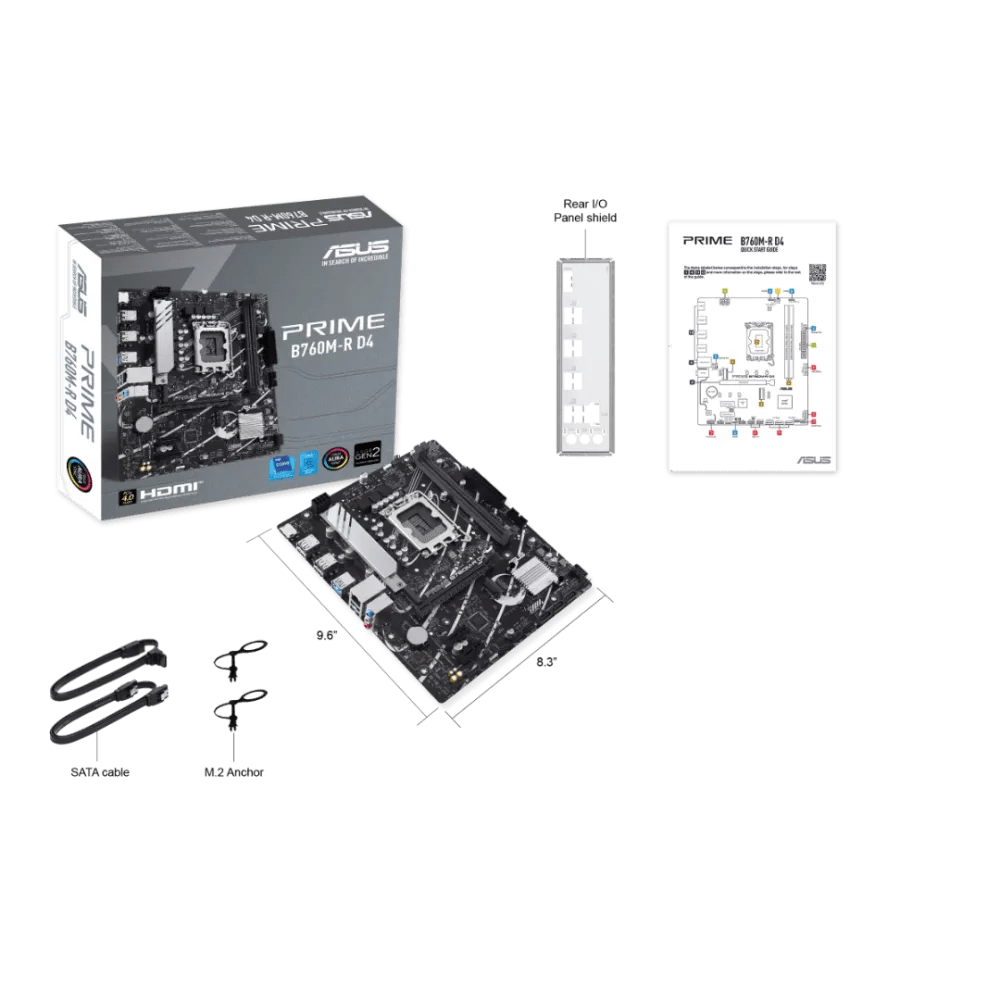 Asus Prime B760M - R D4 DDR4 LGA1700 M - ATX Motherboard Black - AHW Store