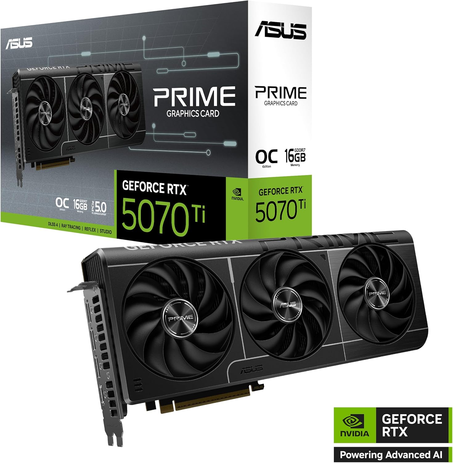 ASUS Prime GeForce RTX 5070 Ti OC 16G GDDR7 Graphics Card - PCIe 5.0,2527MHz Boost Clock, 1 x HDMI 2 - AHW Store