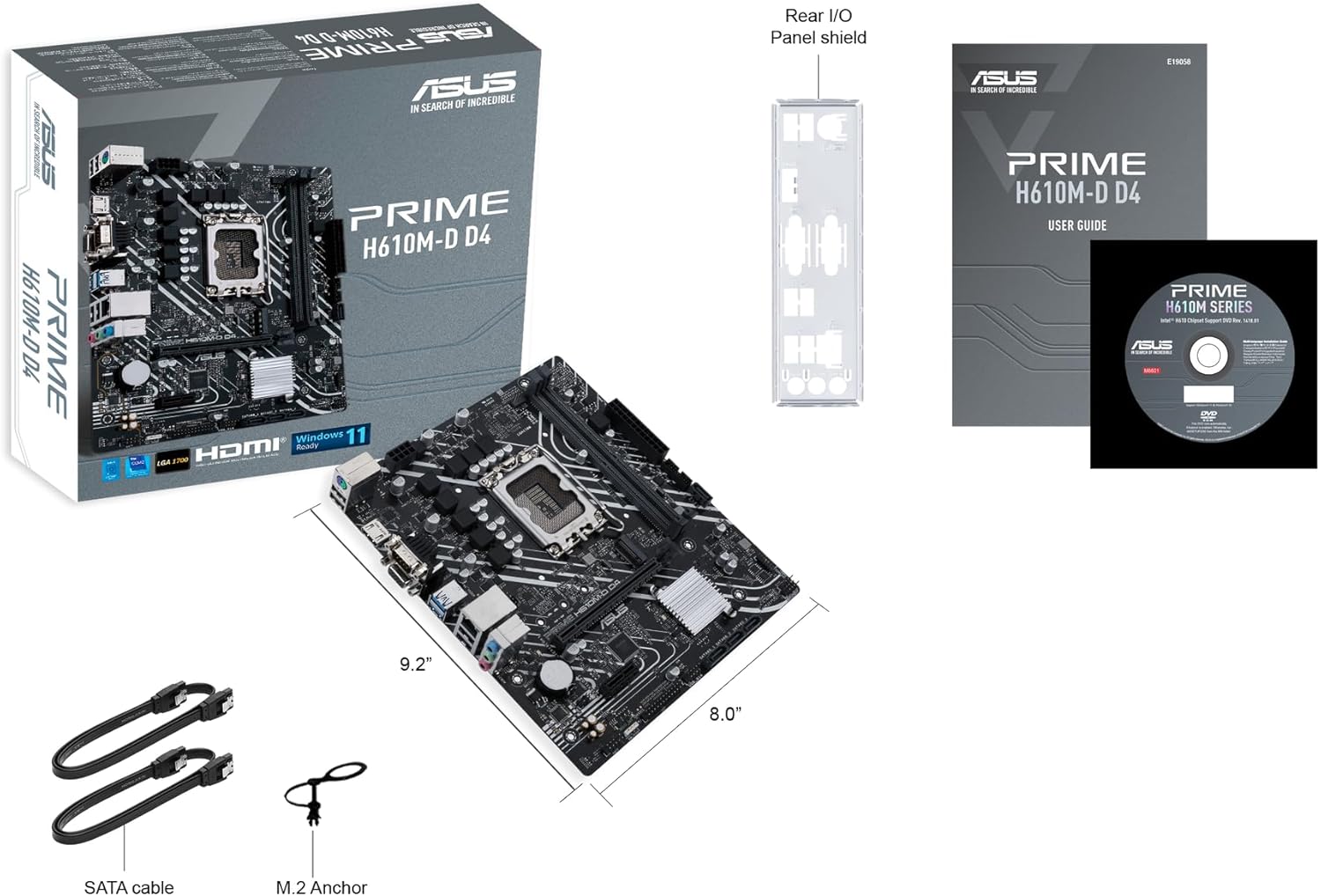 ASUS PRIME H610M - D D4 Motherboard mATX, Intel H610, LGA1700, DDR4, PCI 4.0, Realtek 1Gb Ethernet, Re - AHW Store