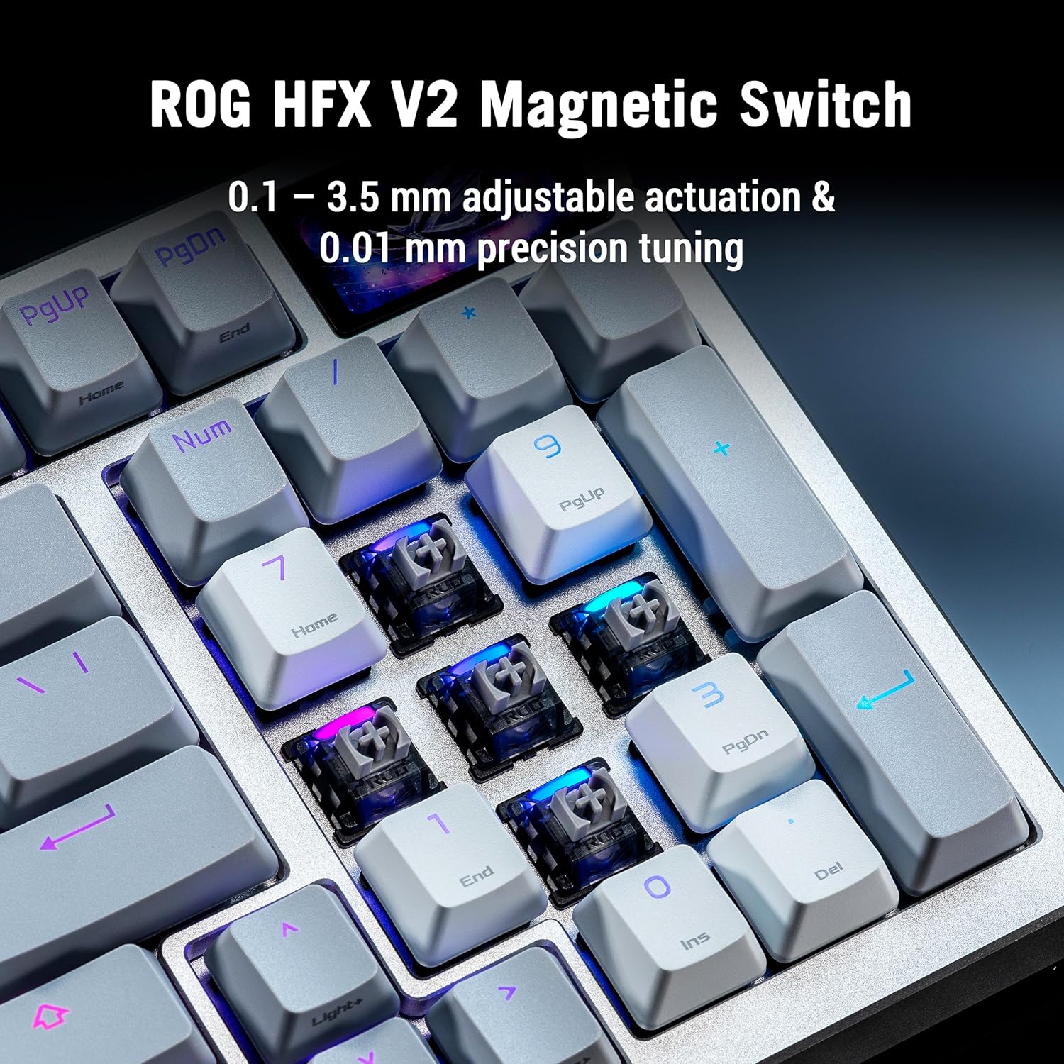 ASUS ROG Azoth 96 HE Analog Gaming Keyboard: ROG HFX V2 magnetic switches, ROG Hall Sensor, OLED dis - AHW Store