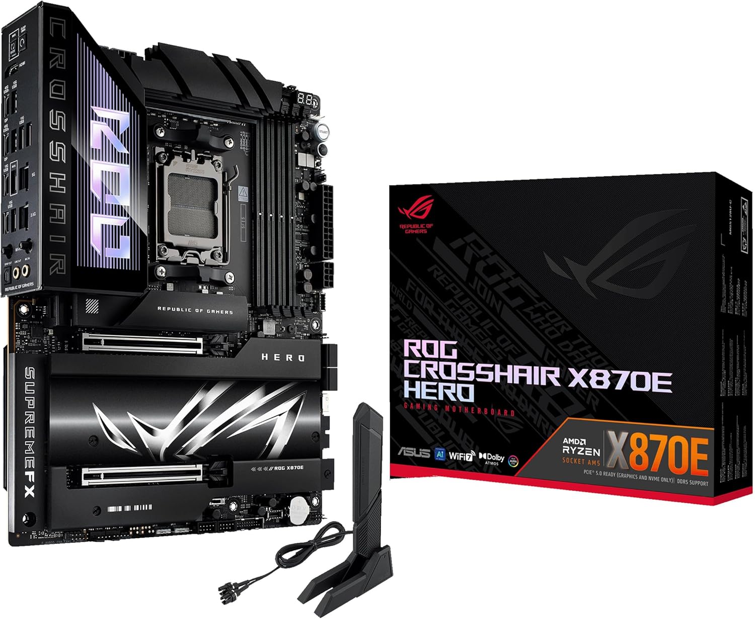 ASUS ROG Crosshair X870E Hero AMD ATX Motherboard, 18+2+2 Power Stages, DDR5, PCIe 5.0 Next - Gen GPU - AHW Store