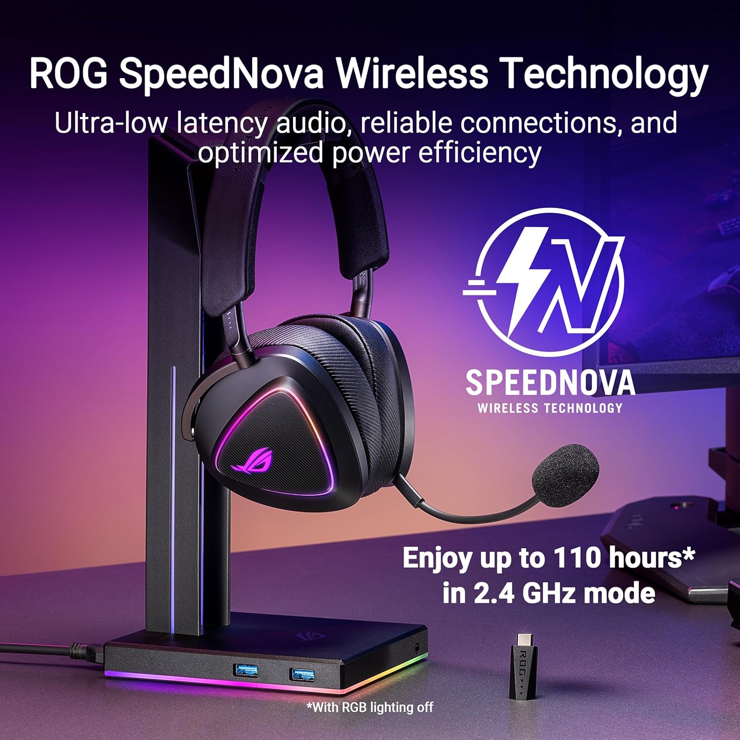ASUS ROG Delta II Wireless Gaming Headset (BT, ROG SpeedNova 2.4GHz, 3.5mm, 50mm Titanium - Plated Dri - AHW Store