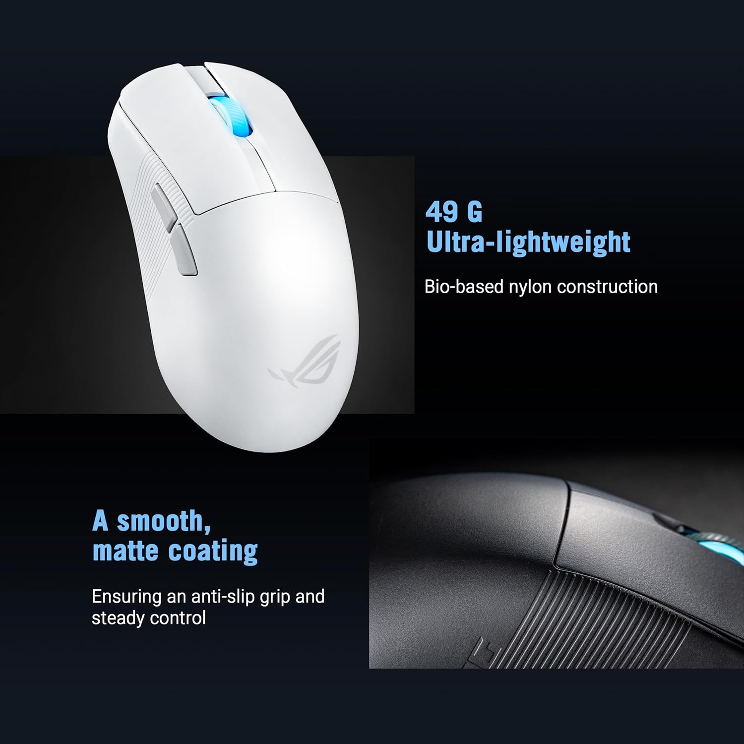 ASUS ROG Harpe Ace Mini Wireless Gaming Mouse 42000 DPI 49g Ultra Lightweight AimPoint Pro Optical Sensor Optical Micro Switches ROG Polling Rate Booster Esports - White - AHW Store