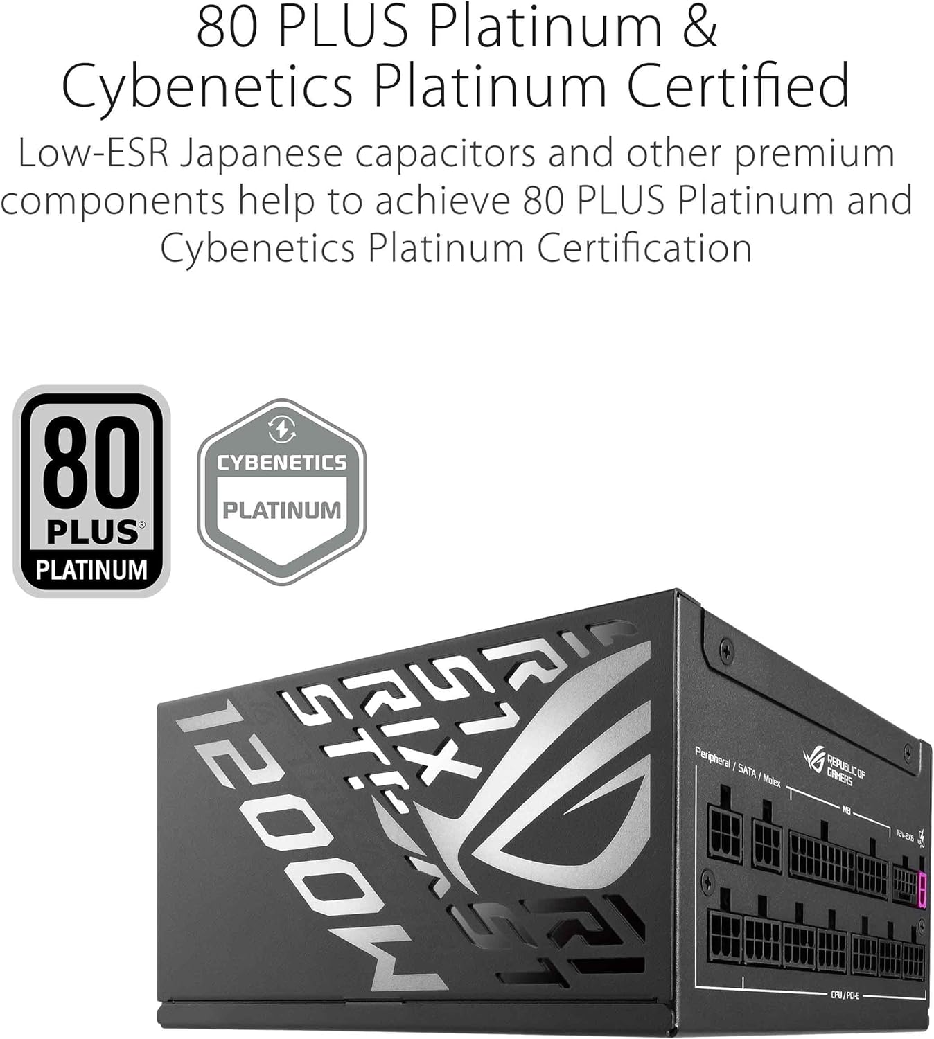 ASUS ROG Strix 1200W Platinum PSU – GaN MOSFET, GPU - FIRST Technology, 0dB Cooling, PCIe 5.1 Ready - AHW Store