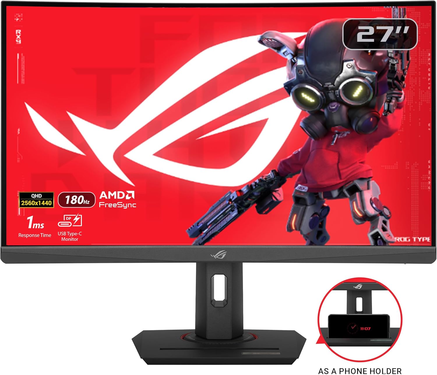 ASUS ROG Strix XG27WCS Curved Gaming Monitor 27 Inch VA 2K 180Hz 1ms Black - AHW Store