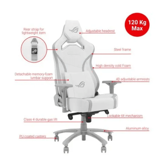 ASUS SL301CW ROG CHARIOT X CORE Gaming Chair - White - AHW Store