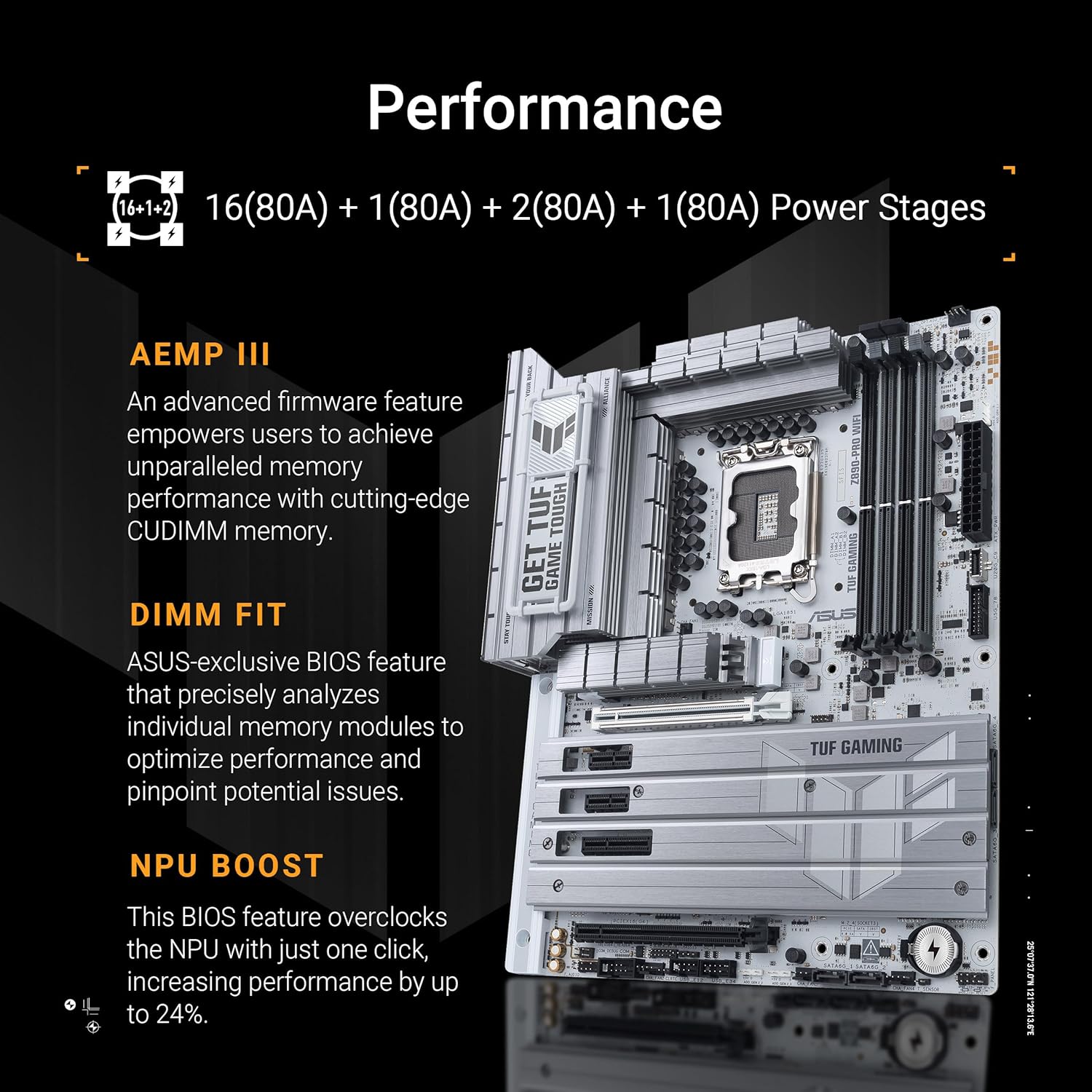 ASUS TUF GAMING Z890 - PRO WIFI, Intel ATX Motherboard, 16+1+2+1 Power Stages, DDR5 Slot, PCIe 5.0, Ne - AHW Store