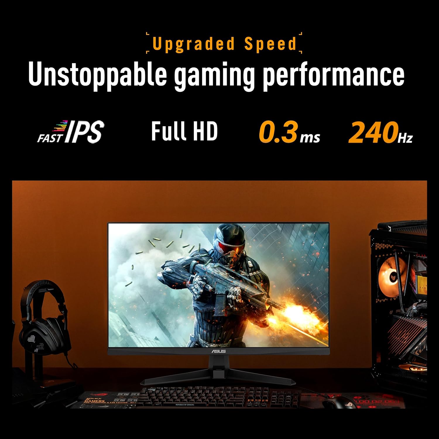 ASUS TUF VG279QM5A Gaming Monitor 27 Inch IPS FHD 240Hz 0.3ms Black - AHW Store