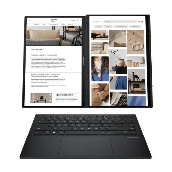 ASUS Zenbook Duo UX8406CA-PZ062W Dual 14 Inch 3K 120Hz OLED Touchscreen AI Laptop Intel Core Ultra 7 255H 32GB LPDDR5X 1TB NVMe SSD Intel Arc Graphics Windows 11 1 Year Warranty - AHW Store