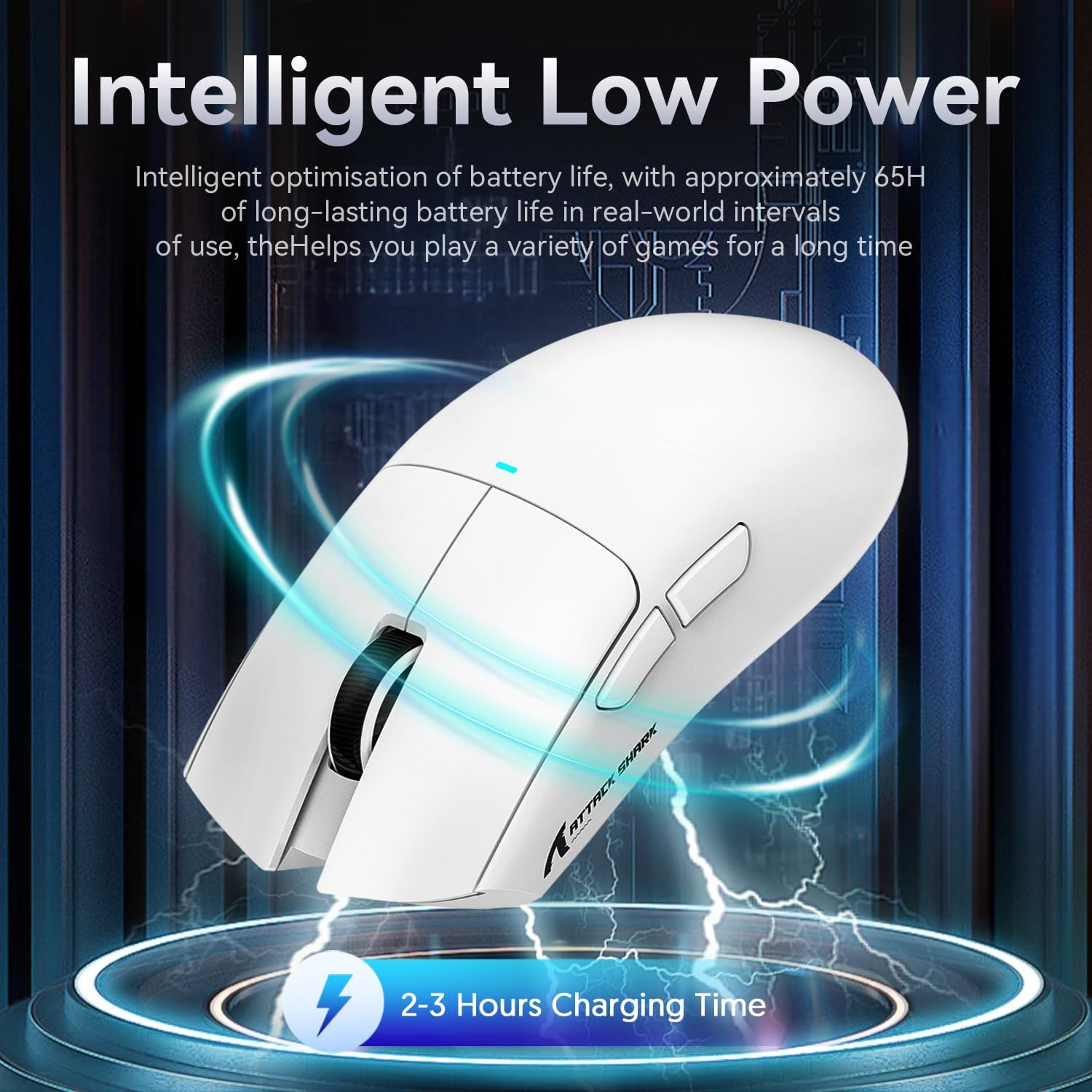 Attack Shark X11 Gaming Mouse 22000 DPI BT/2.4G Wireless/Wired Magnetic Charging Dock – White