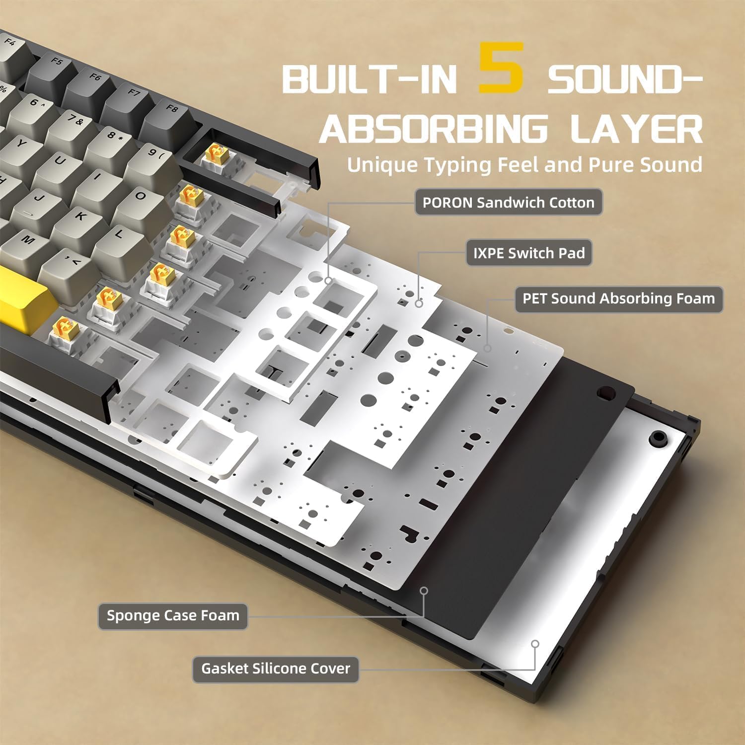 Attack Shark ajazz AK820 75% Wired Mechanical Gaming Keyboard with CNC Hot Swappable RGB Mounting Jo - AHW Store