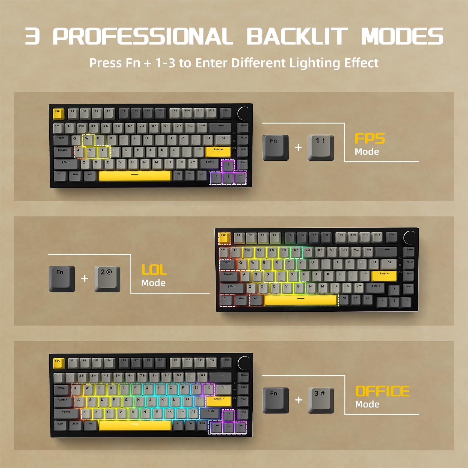 Attack Shark ajazz AK820 75% Wired Mechanical Gaming Keyboard with CNC Hot Swappable RGB Mounting Jo - AHW Store