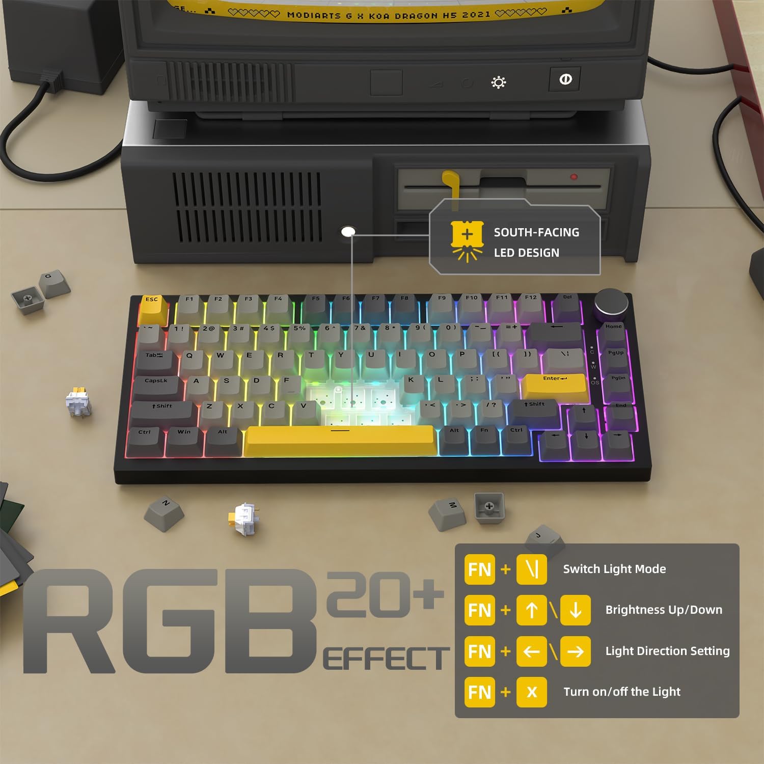 Attack Shark ajazz AK820 75% Wired Mechanical Gaming Keyboard with CNC Hot Swappable RGB Mounting Jo - AHW Store