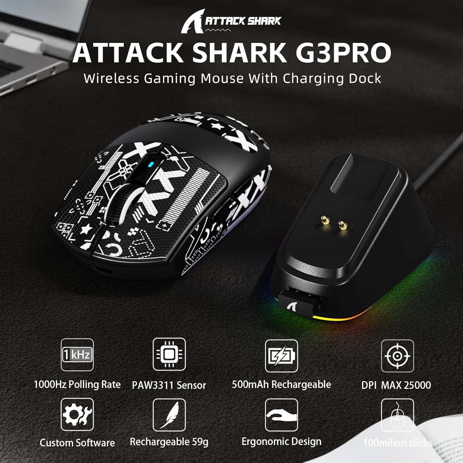 ATTACK SHARK G3PRO Wireless Gaming Mouse - AHW Store