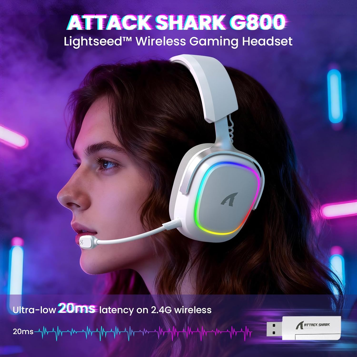 ATTACK SHARK G800 Wireless RGB Gaming Headset - AHW Store