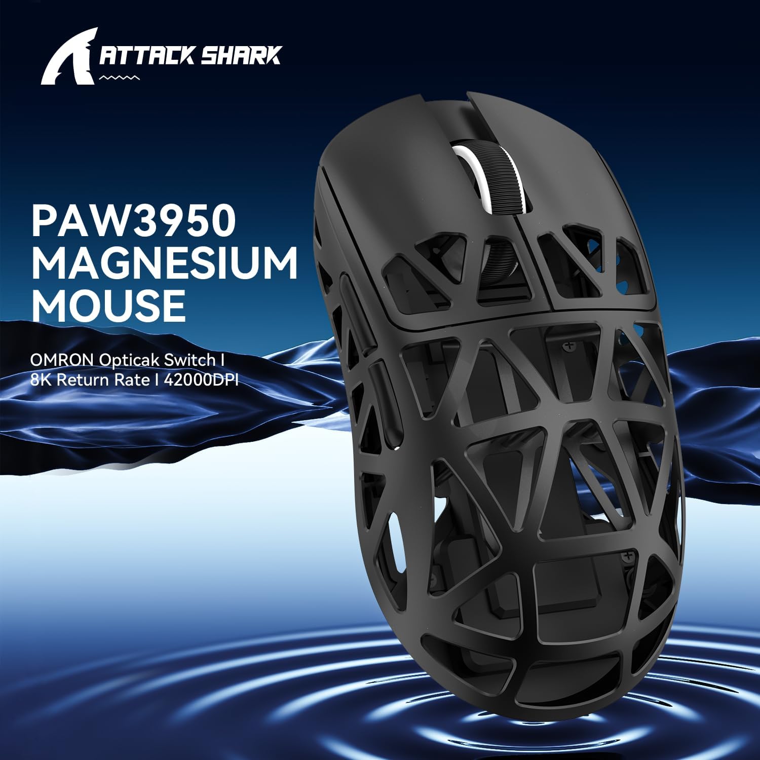 ATTACK SHARK R2 Magnesium Alloy Gaming Mouse PixArt PAW3950 42000 DPI 8K Polling Rate Tri - Mode Wireless BT 2.4G Wired 48g Superlight Mice for Office PC Mac Xbox PS - Black - AHW Store