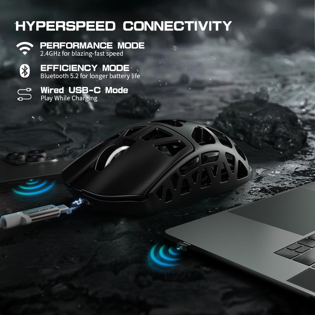 ATTACK SHARK R3 Magnesium Wireless Gaming Mouse 46g 26000 DPI 8000Hz - Black - AHW Store