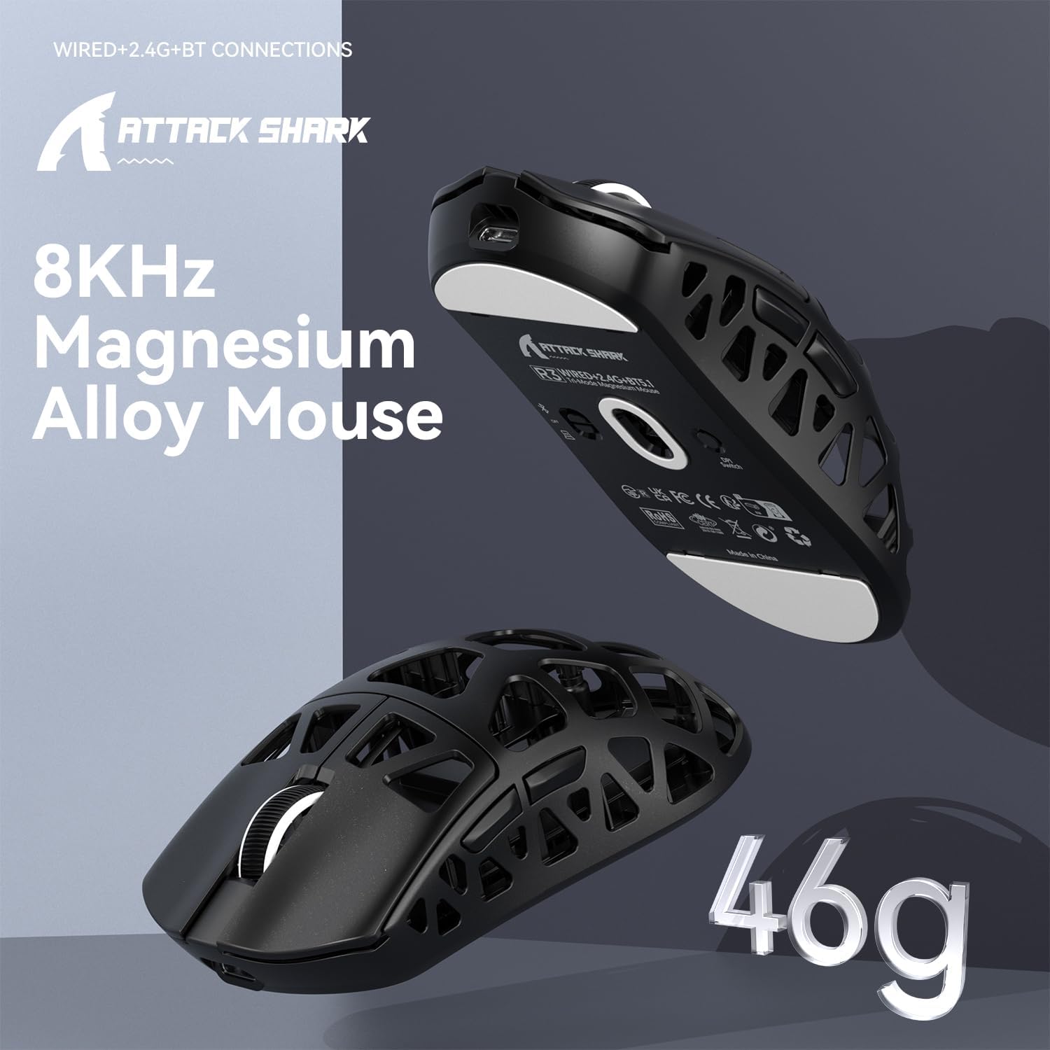 ATTACK SHARK R3 Magnesium Wireless Gaming Mouse 46g 26000 DPI 8000Hz - Black - AHW Store