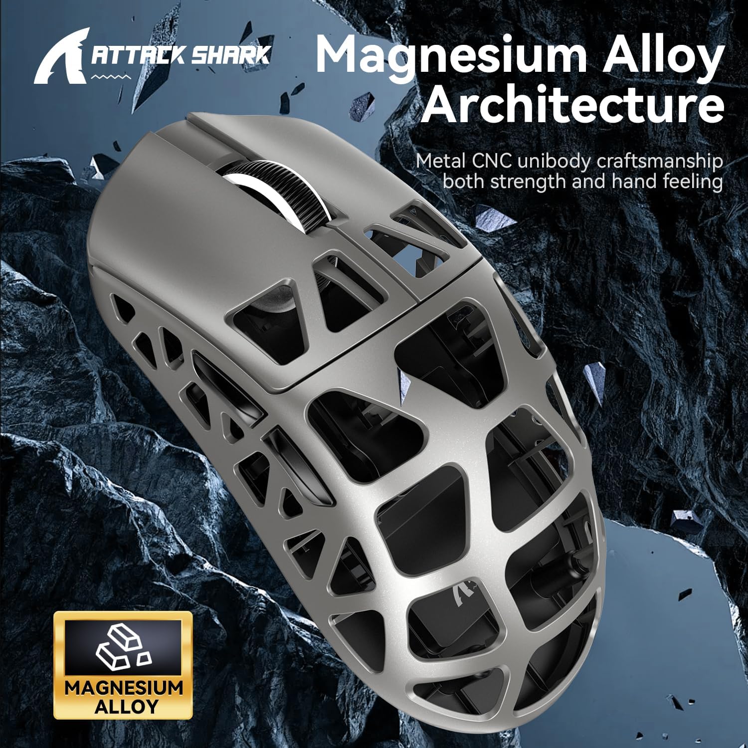 ATTACK SHARK R3 Magnesium Wireless Gaming Mouse 46g 26000 DPI 8000Hz Grey - AHW Store