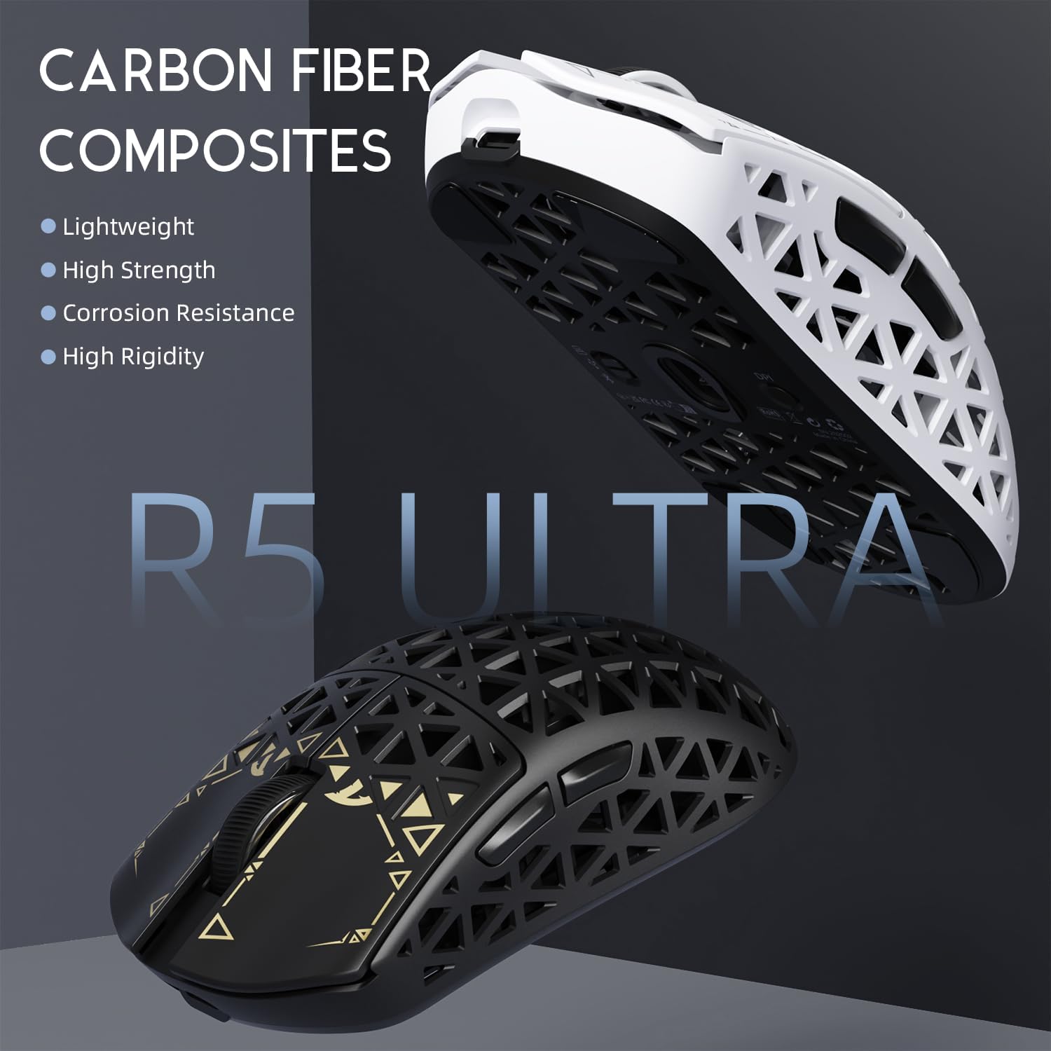 ATTACK SHARK R5Ultra 8K Carbon Fiber Wireless Gaming Mouse with 42,000 DPI - PAW3950 MAX Sensor - 39g - AHW Store