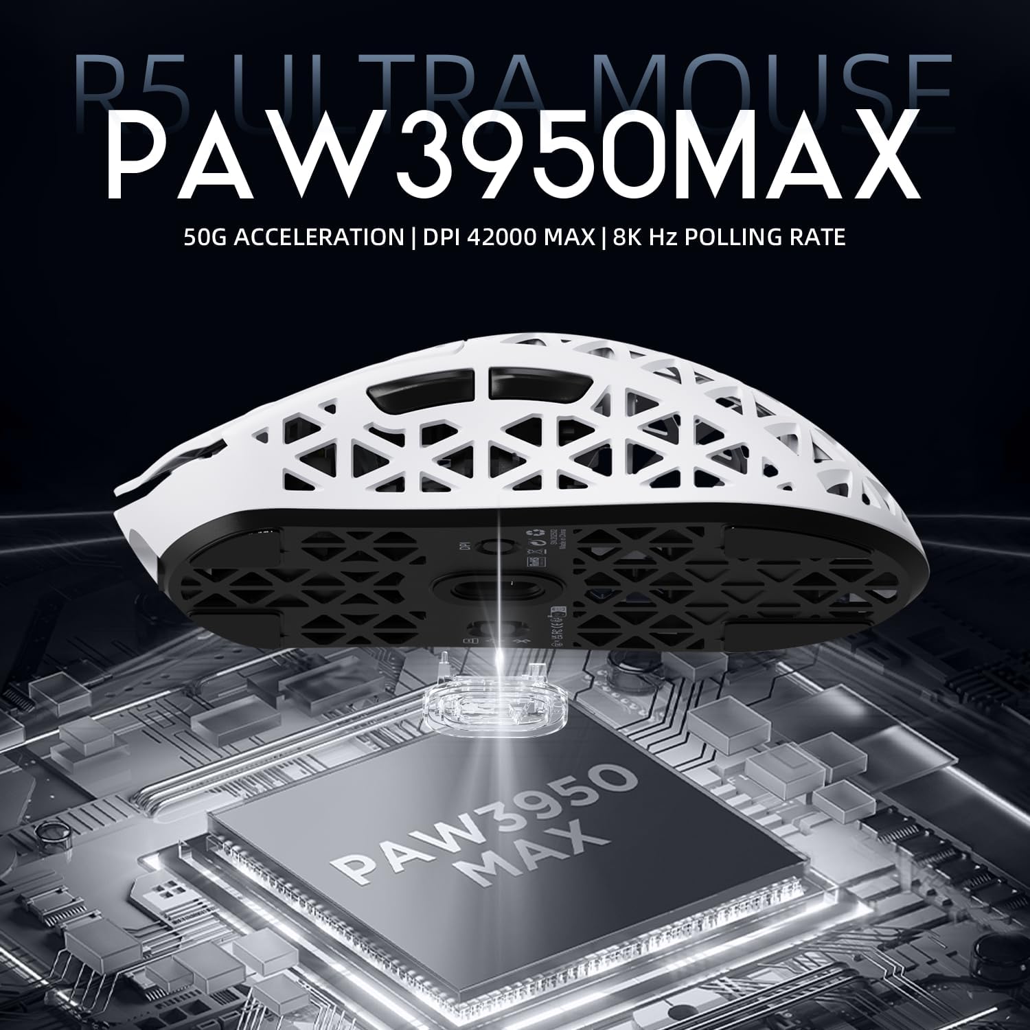 ATTACK SHARK R5Ultra 8K Carbon Fiber Wireless Gaming Mouse with 42,000 DPI - PAW3950 MAX Sensor - 39g - AHW Store