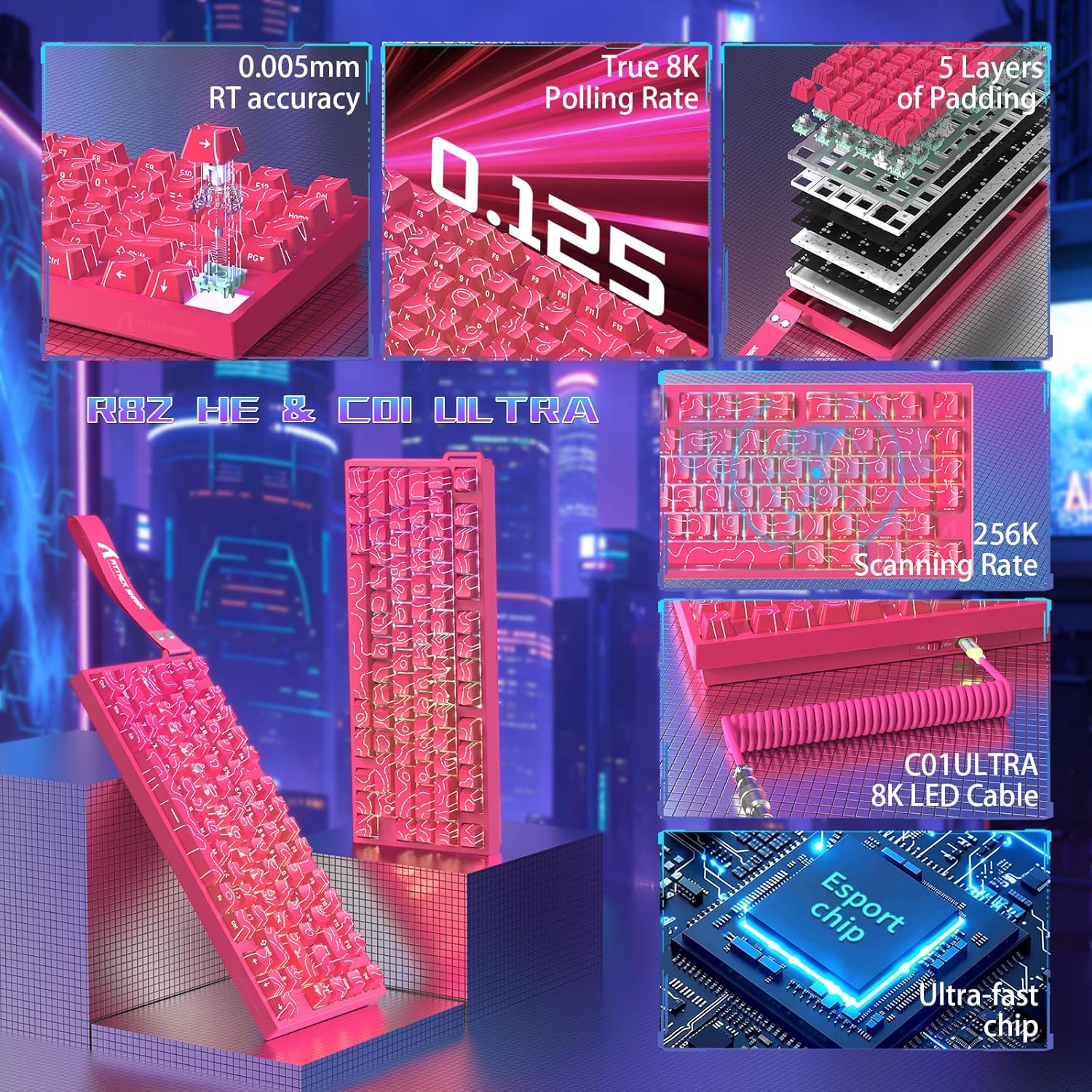 ATTACK SHARK R82 Wired 75% Gaming Keyboard, Magnetic Switch, 8K Hz, Ultra Precision 0.005mm RT, RGB - AHW Store