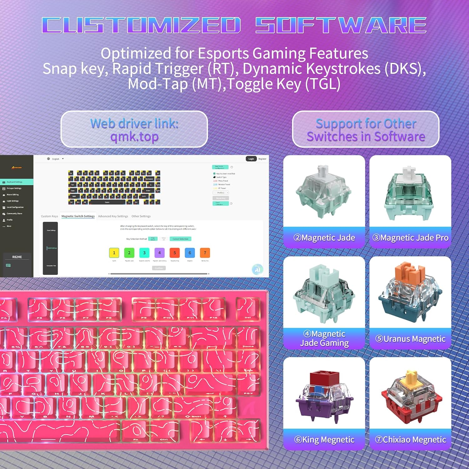 ATTACK SHARK R82 Wired 75% Gaming Keyboard, Magnetic Switch, 8K Hz, Ultra Precision 0.005mm RT, RGB - AHW Store