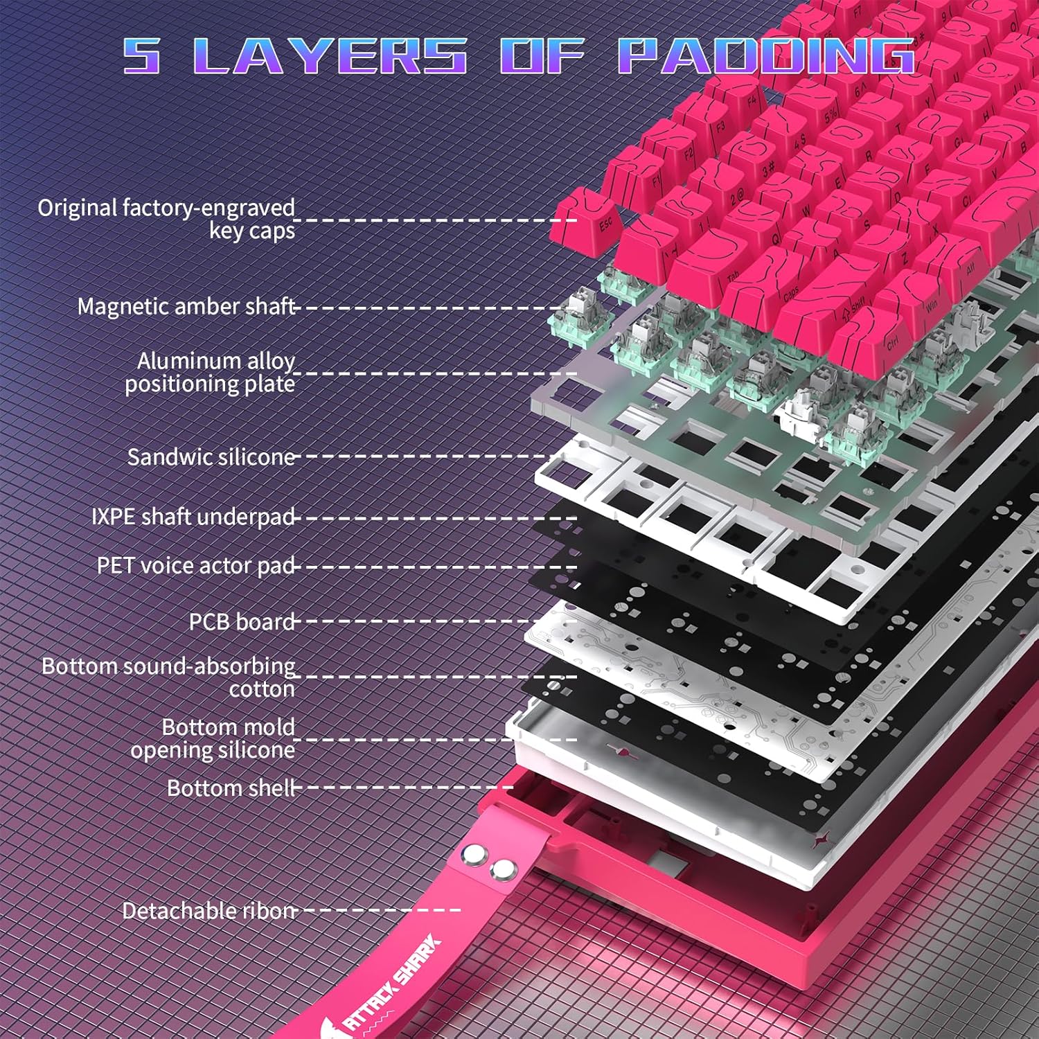 ATTACK SHARK R82 Wired 75% Gaming Keyboard, Magnetic Switch, 8K Hz, Ultra Precision 0.005mm RT, RGB - AHW Store