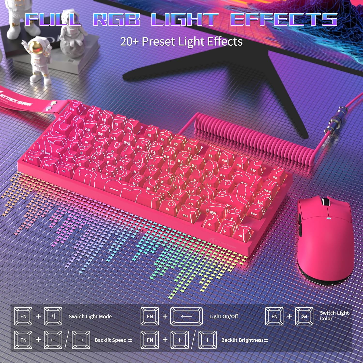 ATTACK SHARK R82 Wired 75% Gaming Keyboard, Magnetic Switch, 8K Hz, Ultra Precision 0.005mm RT, RGB - AHW Store