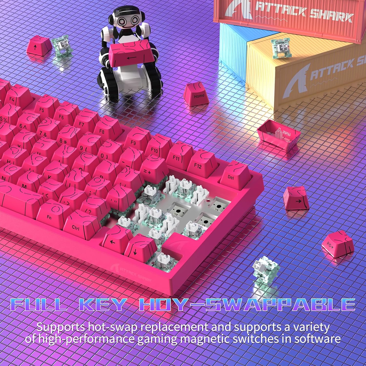 ATTACK SHARK R82 Wired 75% Gaming Keyboard, Magnetic Switch, 8K Hz, Ultra Precision 0.005mm RT, RGB - AHW Store