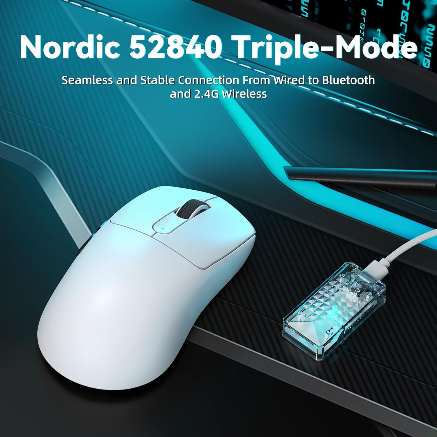 ATTACK SHARK V5 Wireless Gaming Mouse, 53g, Optical Microswitch, Nordic52840 MCU, PAW3950MAX, 8KHz L - AHW Store