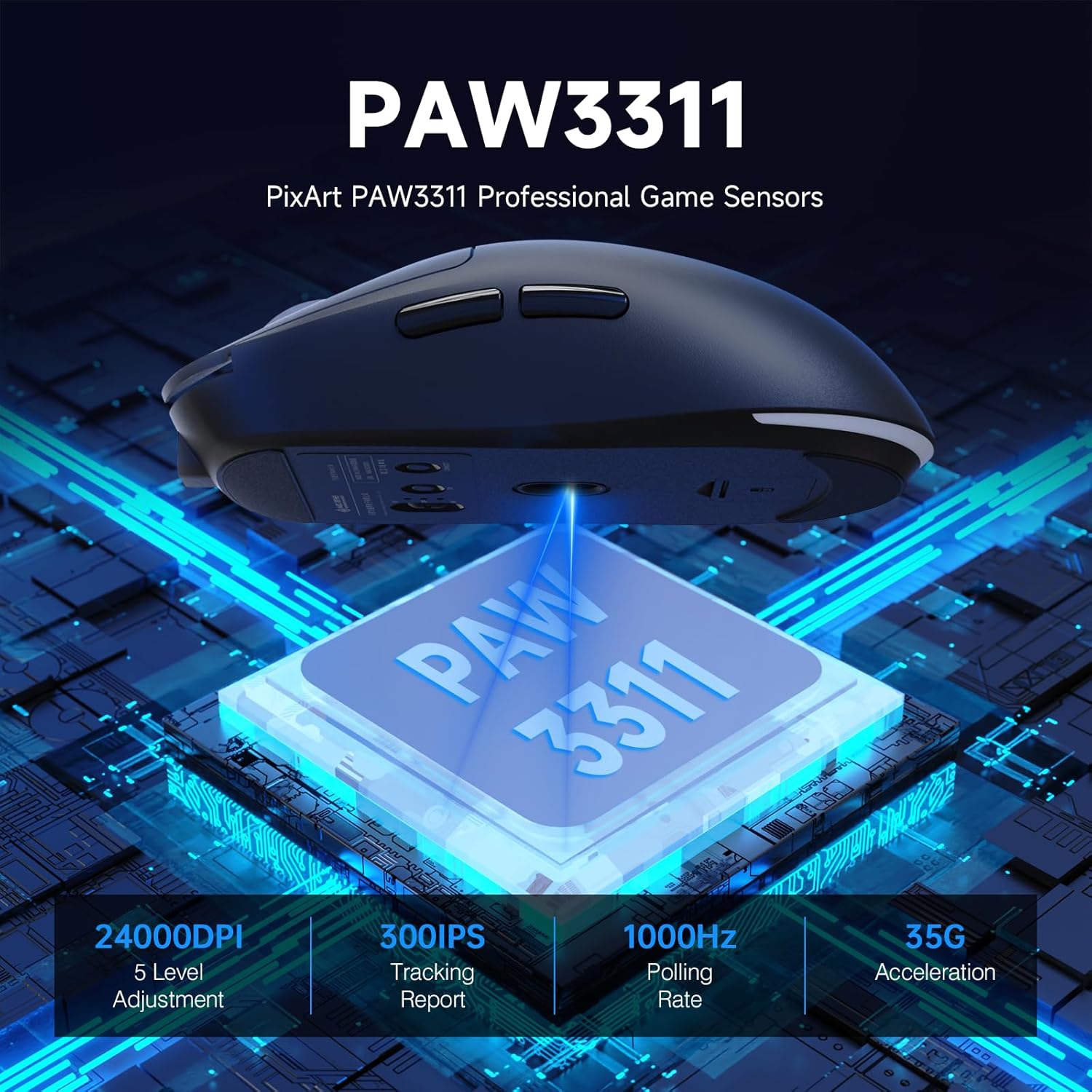 ATTACK SHARK X MAGIC - REFINER G6 Wireless Gaming Mouse 24000 DPI 1000Hz Polling Rate Tri - Mode BT 2.4G Wired 72g Lightweight RGB 750mAh Battery with Grip Tape PC Mac - Black - AHW Store