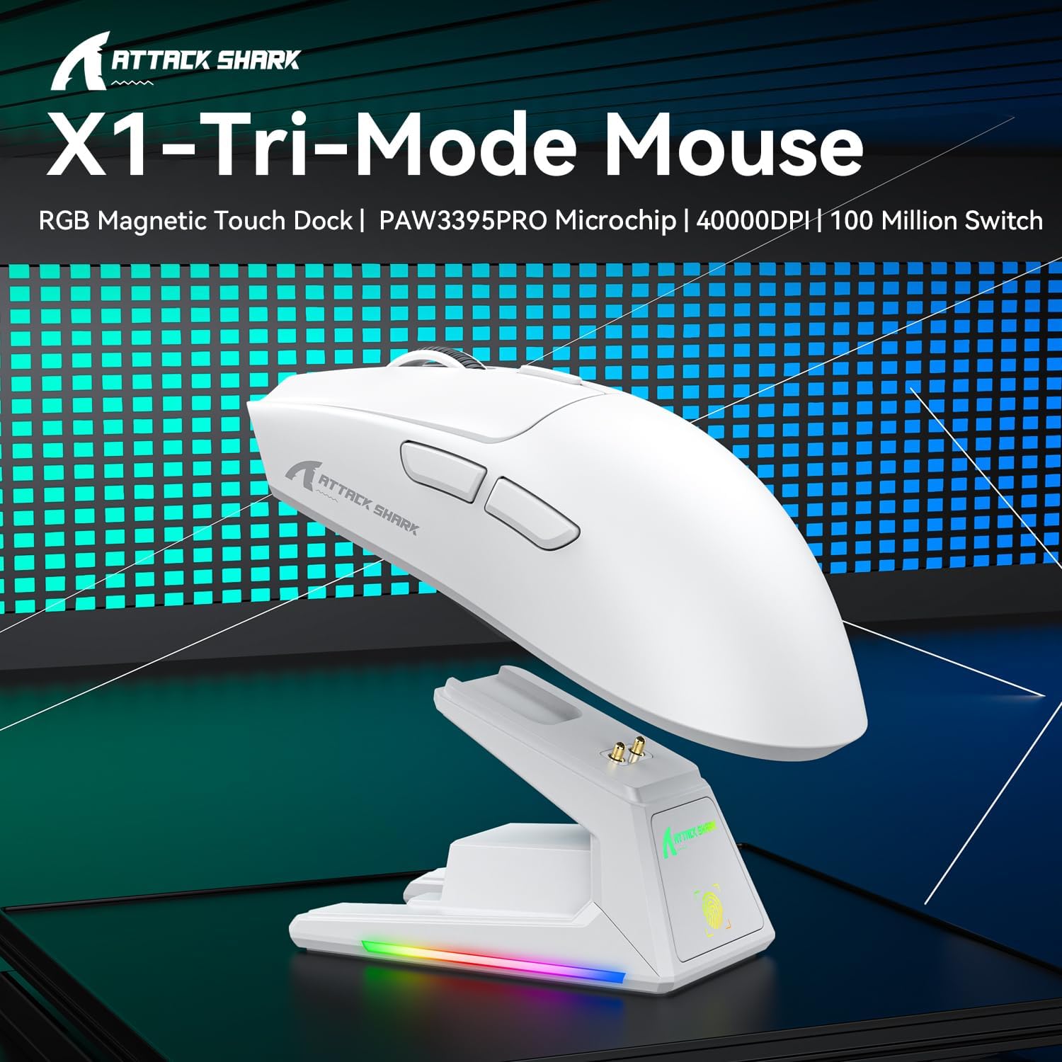 ATTACK SHARK X1 Gaming Mouse with Touchpad RGB Charging Dock, PixArt PAW3395PRO Gaming Sensor, BT/2. - AHW Store