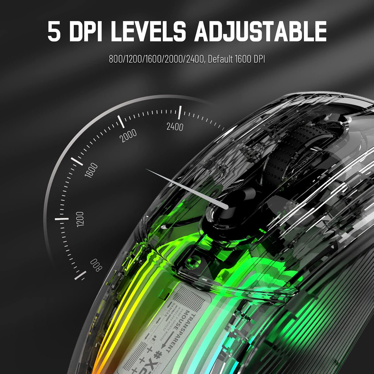 ATTACK SHARK X2 Wireless Gaming Mouse Transparent Shell Design 2400 DPI Tri - Mode Wireless BT 5.0 2.4G Wired RGB Rechargeable Ergonomic Mice for PC Mac Tablet - Black - AHW Store