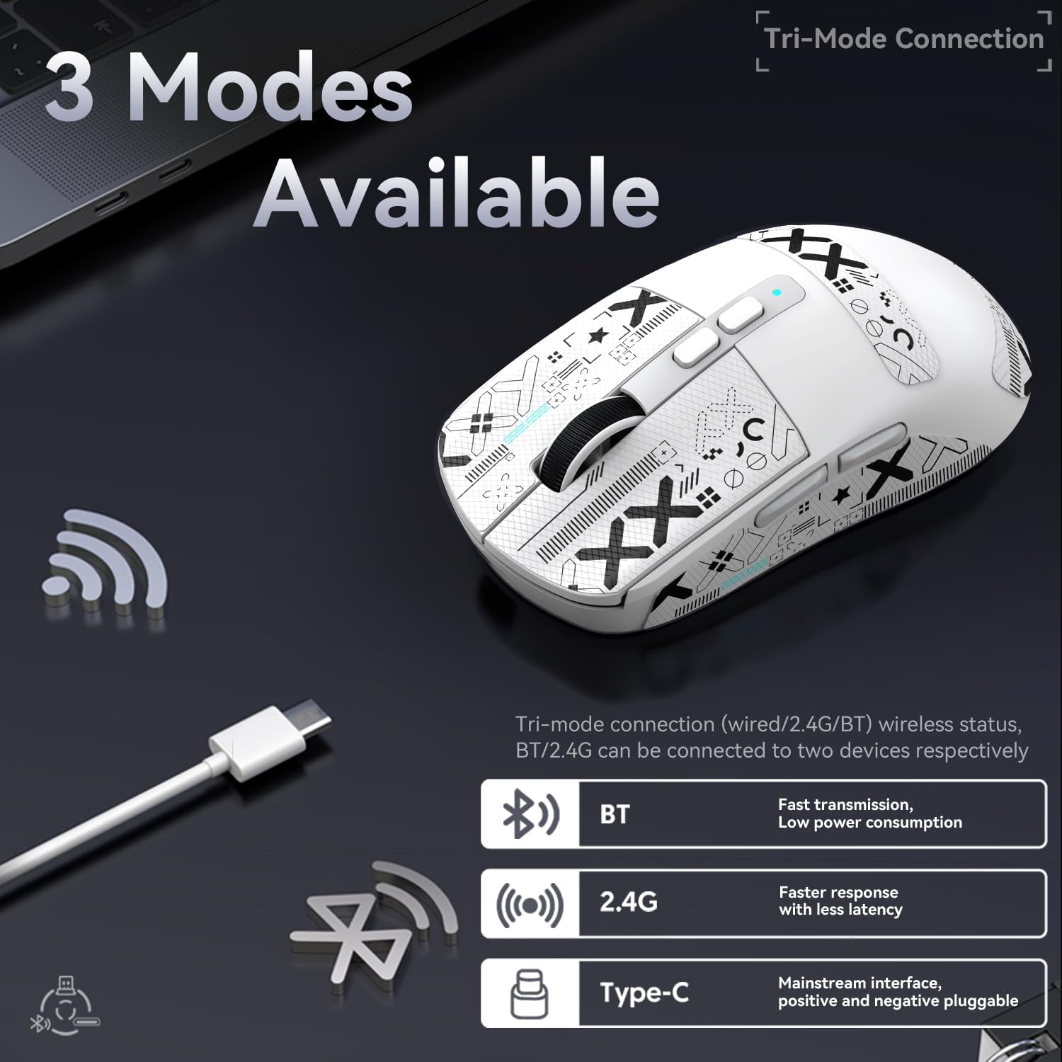 ATTACK SHARK X6 Lightweight Wireless Gaming Mouse with Anti Slip Mouse Grip Tape, Self Adhesive Desi - AHW Store