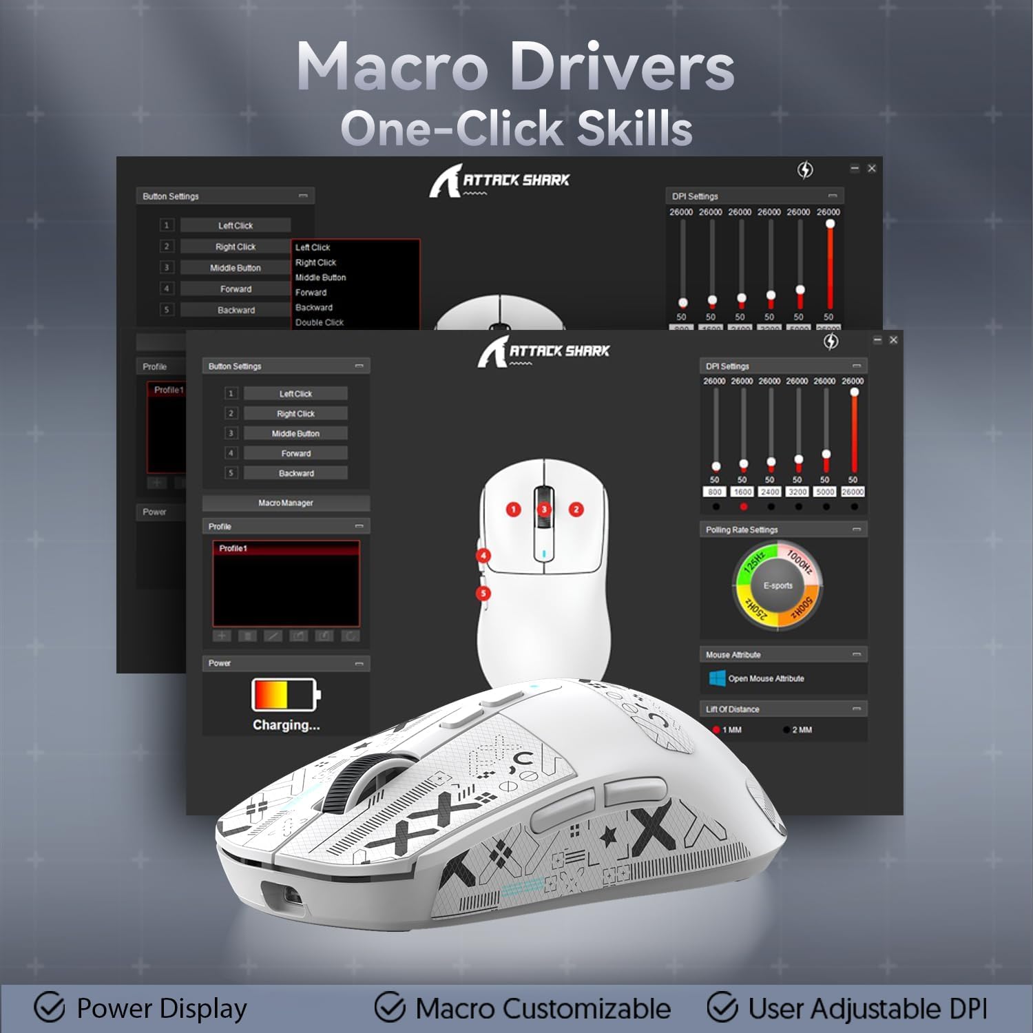 ATTACK SHARK X6 Lightweight Wireless Gaming Mouse with Anti Slip Mouse Grip Tape, Self Adhesive Desi - AHW Store